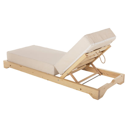 IKARIA SUNBED WITH PINE LEG IN NATURAL BEIGE TEXTILENE 20cm CUSHION