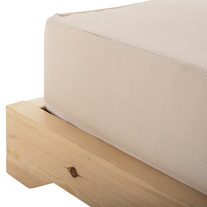 IKARIA SUNBED WITH PINE LEG IN NATURAL BEIGE TEXTILENE 20cm CUSHION