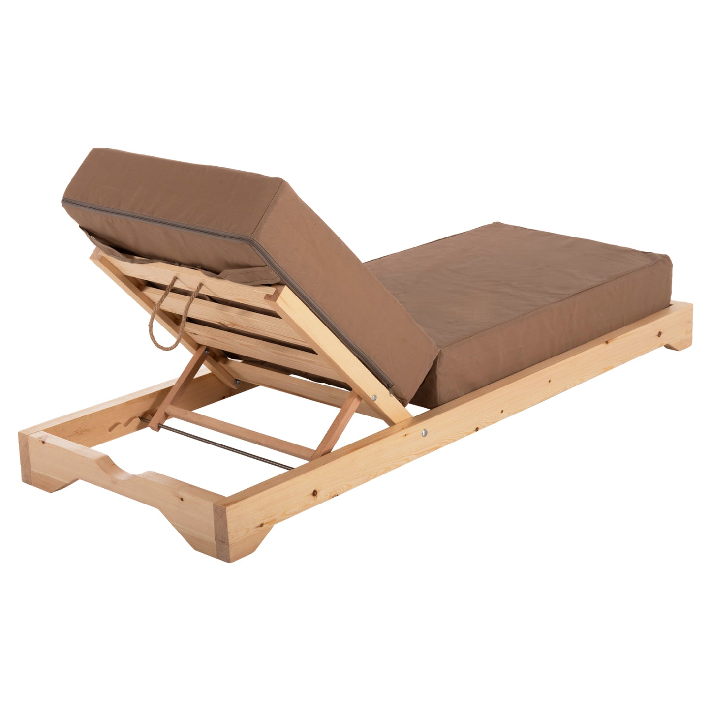 IKARIA LOUNGER WITH PINE LEG IN NATURAL MOCHA TEXTILE WITH 20cm CUSHION