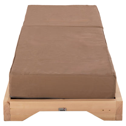 IKARIA LOUNGER WITH PINE LEG IN NATURAL MOCHA TEXTILE WITH 20cm CUSHION