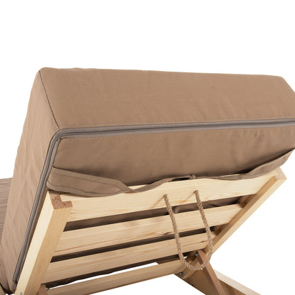 IKARIA LOUNGER WITH PINE LEG IN NATURAL MOCHA TEXTILE WITH 20cm CUSHION