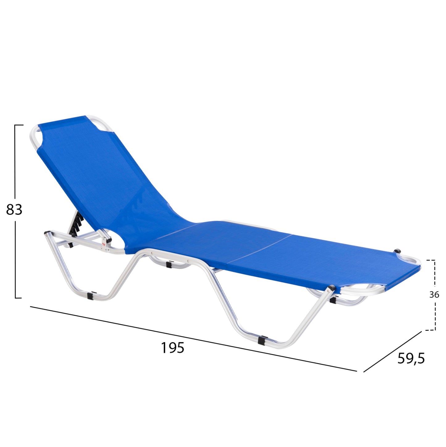 PROFESSIONAL LOUNGE CHAIR WALDO ALUMINUM BLUE 60x195x30