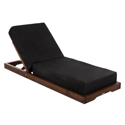 SUNBED IKARIA PINE WOOD IN WALNUT BLACK TEXTILE FABRIC 20cm CUSHION