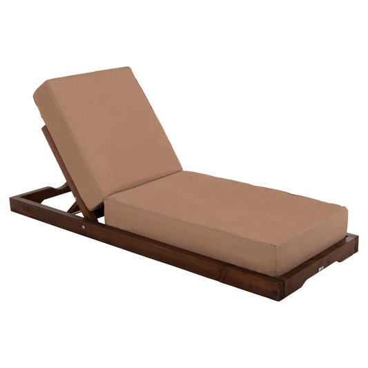 SUN LOUNGER IKARIA PINE WOOD IN WALNUT MOKA TEXTILENE CUSHION 20cm