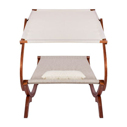 BEACH LOUNGER WOODEN WALNUT BEIGE WITH SUNSHADE COLBY 105x221x162