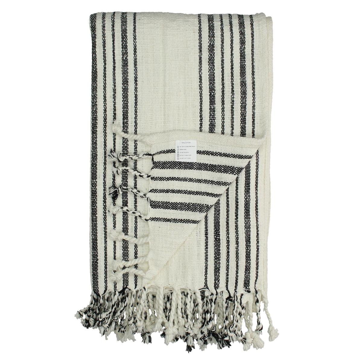 Ριχτάρι Ριγέ Μαύρο Βαμβακερό 130x170εκ