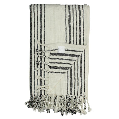 Ριχτάρι Ριγέ Μαύρο Βαμβακερό 130x170εκ