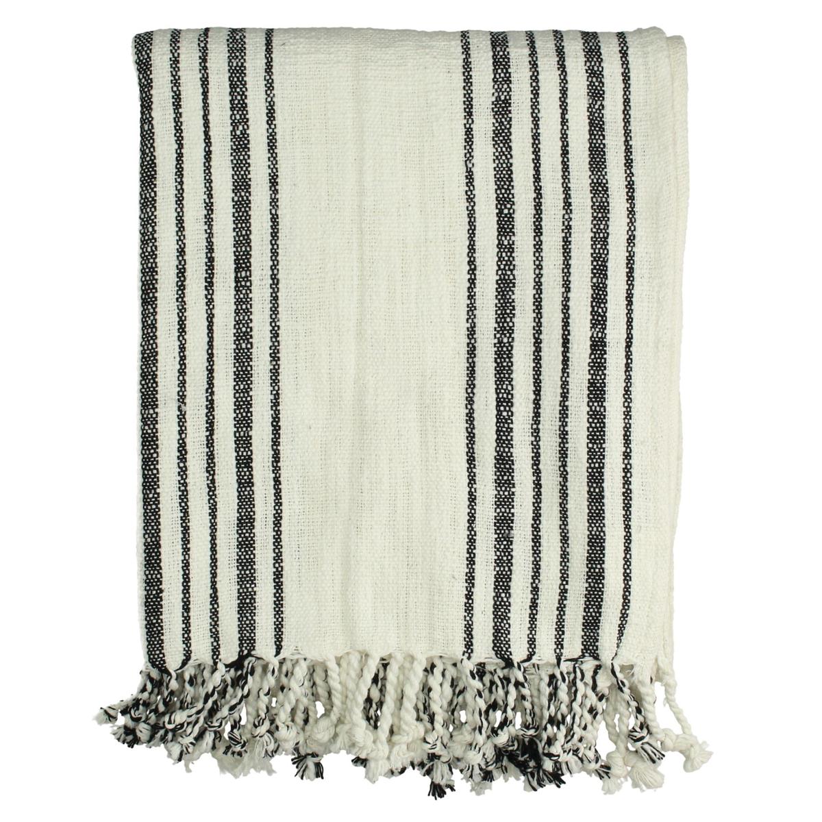 Ριχτάρι Ριγέ Μαύρο Βαμβακερό 130x170εκ