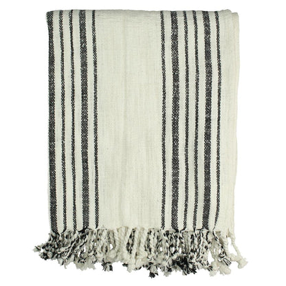 Ριχτάρι Ριγέ Μαύρο Βαμβακερό 130x170εκ