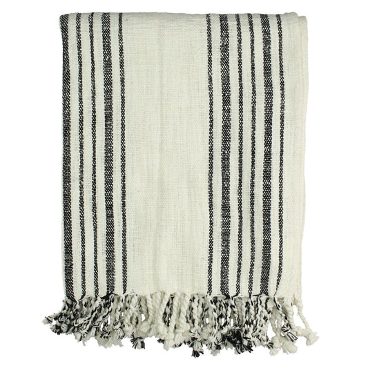 Ριχτάρι Ριγέ Μαύρο Βαμβακερό 130x170εκ