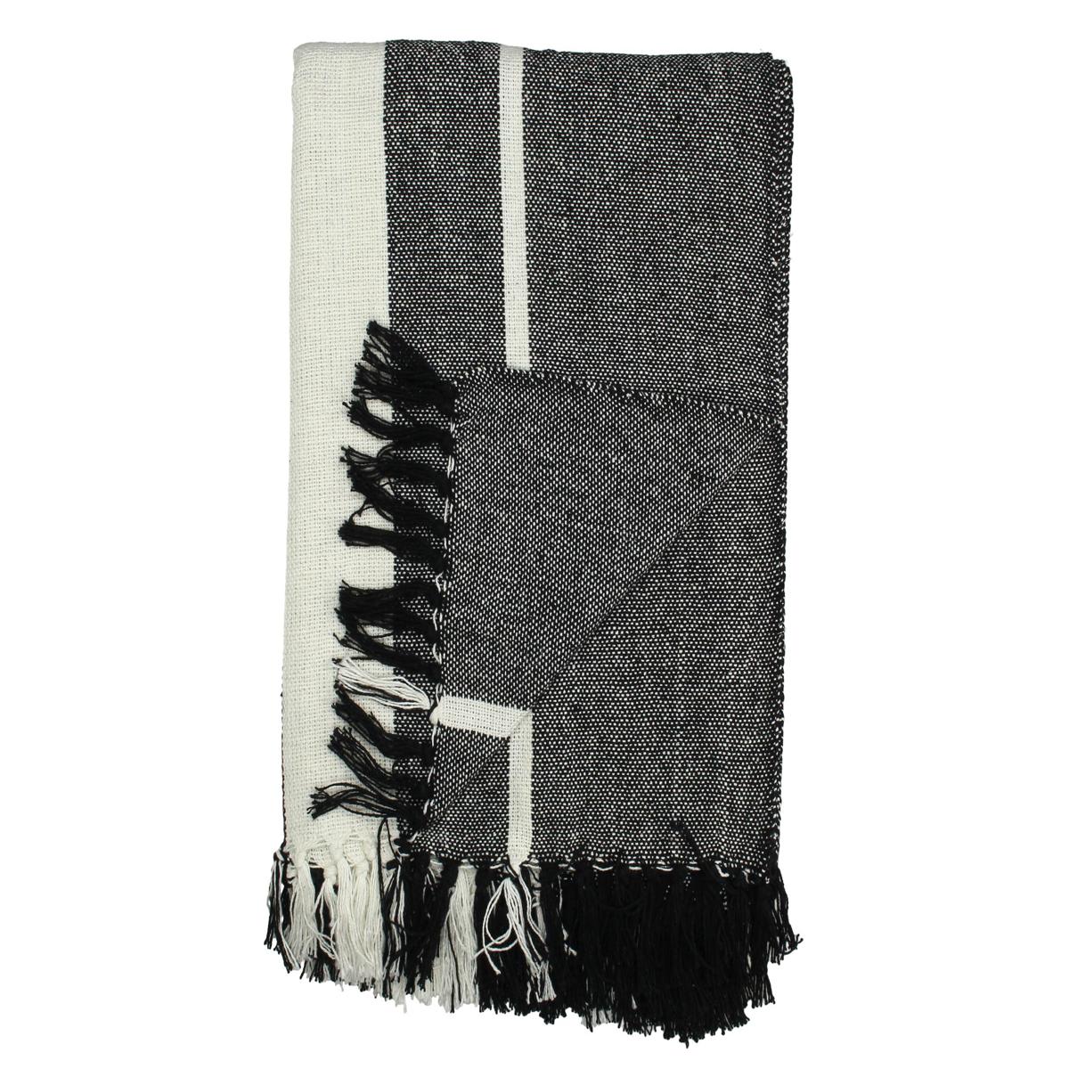 Ριχτάρι Ριγέ Μαύρο Βαμβακερό 130x170εκ