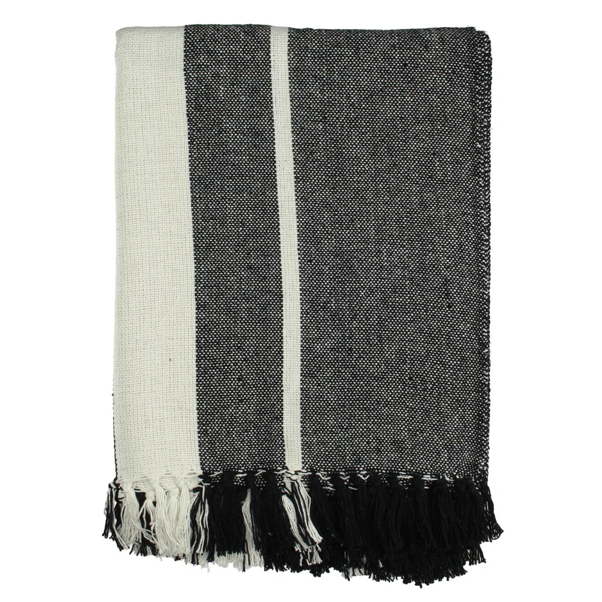 Ριχτάρι Ριγέ Μαύρο Βαμβακερό 130x170εκ