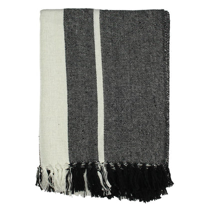 Ριχτάρι Ριγέ Μαύρο Βαμβακερό 130x170εκ