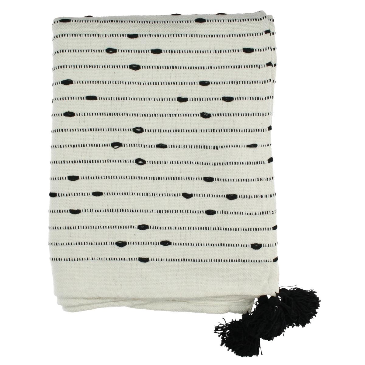 Ριχτάρι Ριγέ Μαύρο Βαμβακερό 130x170εκ