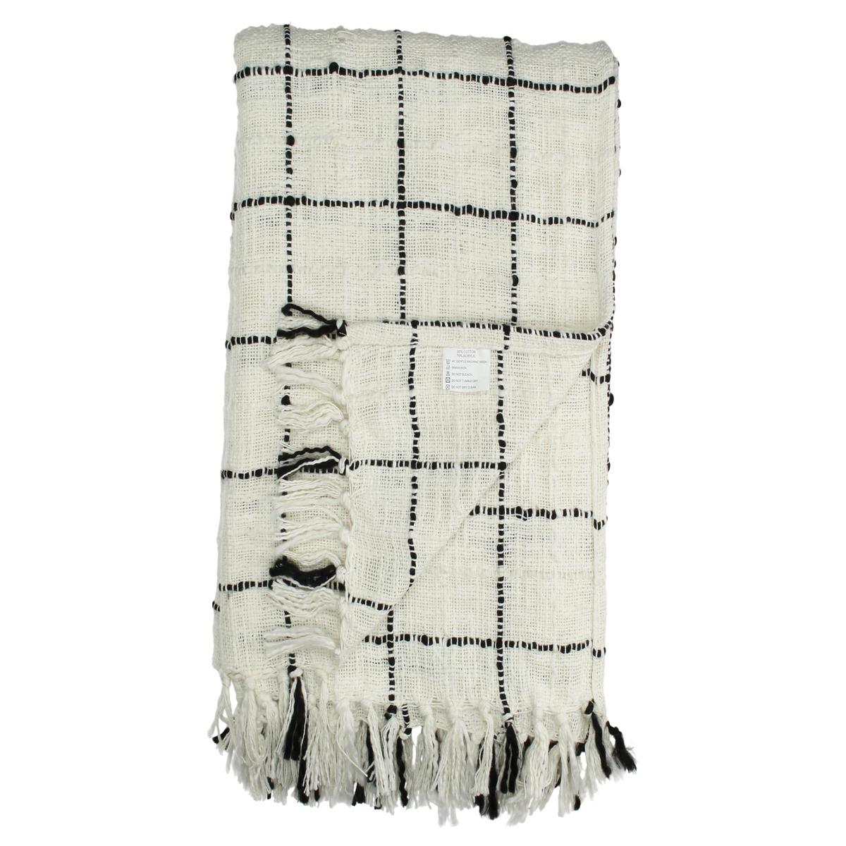 Ριχτάρι Καρώ Βαμβακερό Μαύρο 130x170εκ