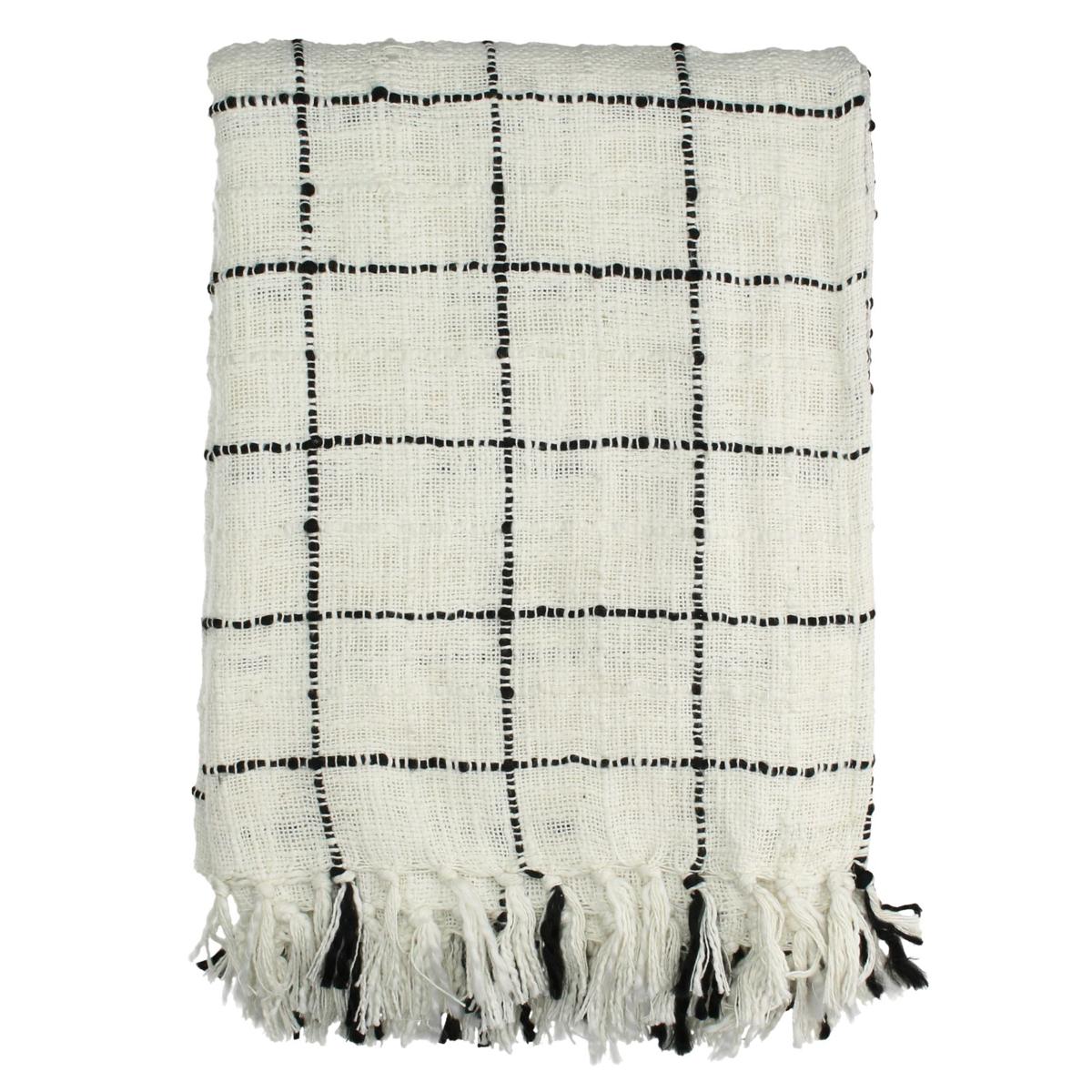 Ριχτάρι Καρώ Βαμβακερό Μαύρο 130x170εκ