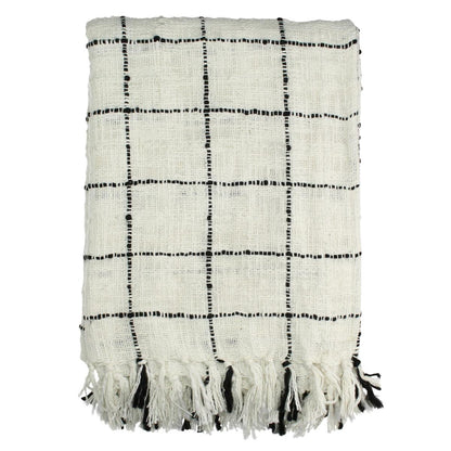 Ριχτάρι Καρώ Βαμβακερό Μαύρο 130x170εκ