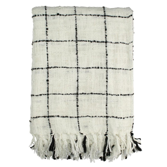 Ριχτάρι Καρώ Βαμβακερό Μαύρο 130x170εκ