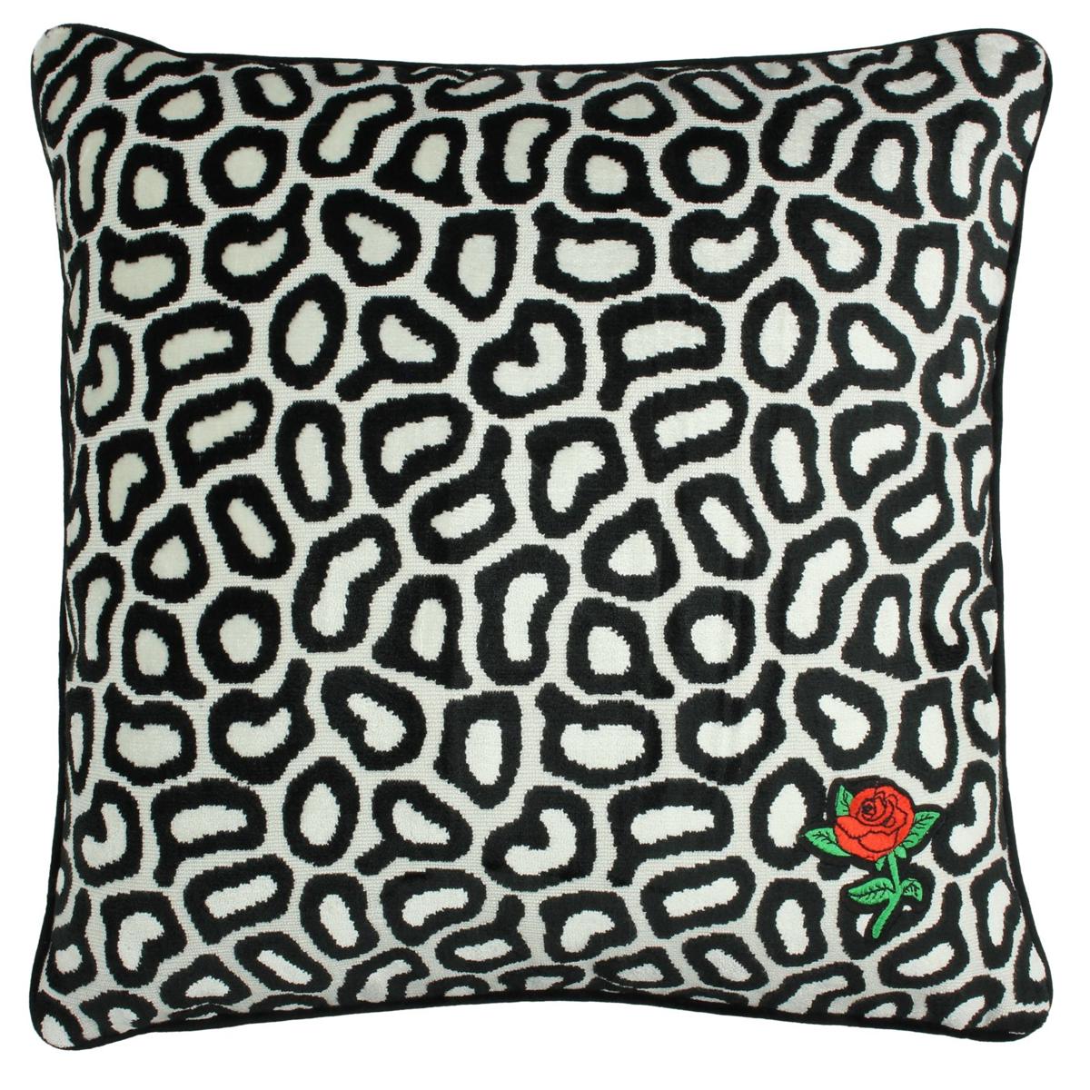 Μαξιλάρι με Σχέδιο Τριαντάφυλλο Μαύρο Polyester 43x43εκ
