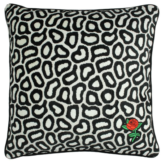 Μαξιλάρι με Σχέδιο Τριαντάφυλλο Μαύρο Polyester 43x43εκ
