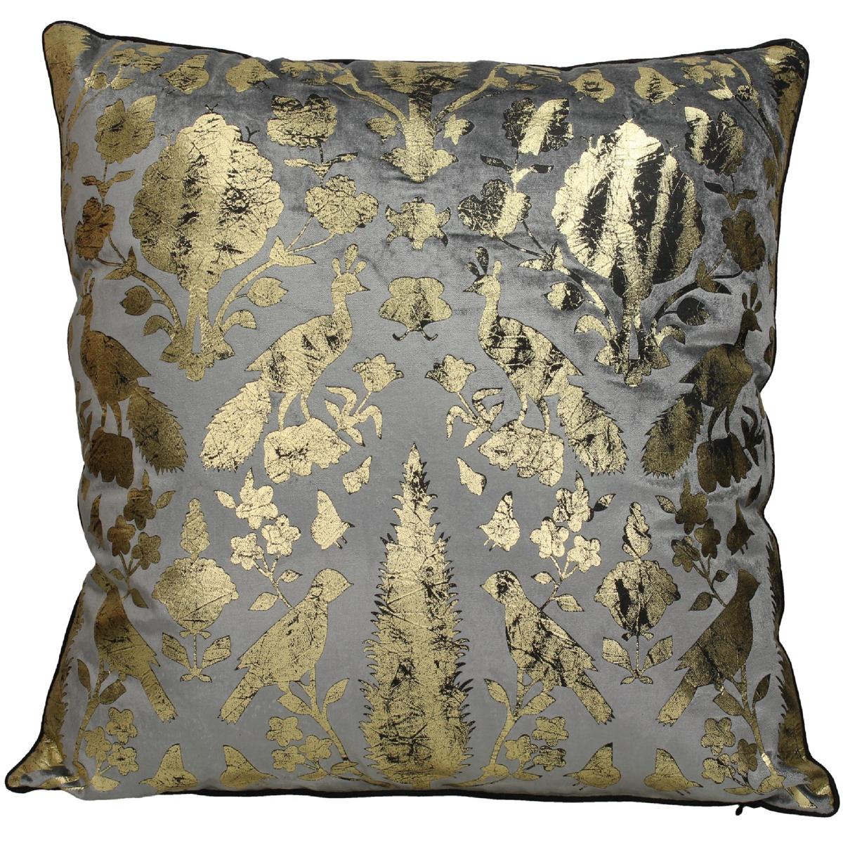 Μαξιλάρι Παγώνι Γκρι Βελούδο 50x50εκ