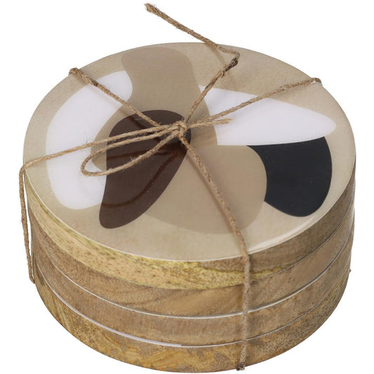 Σουβέρ Μπεζ Ξύλο 10x10x1 Σετ 4 Τμχ