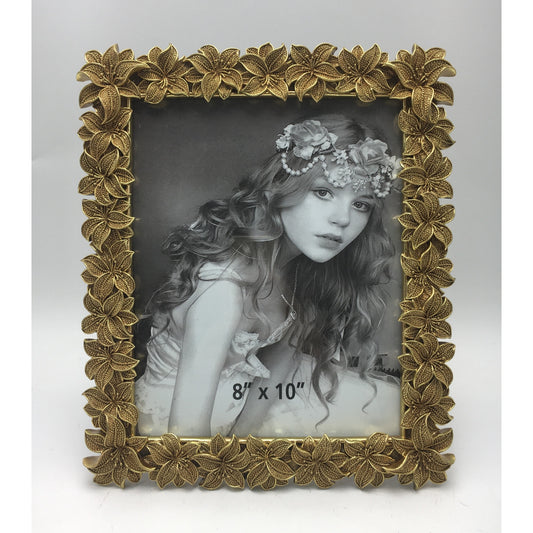 Κορνίζα Polyresin Χρυσή Ανάγλυφη Λουλούδια 20×25εκ