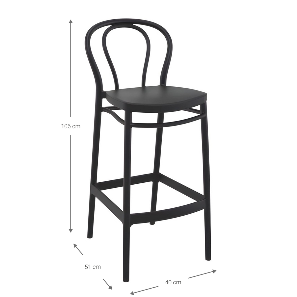 Charlotte Bar Stool Black 40x51x106