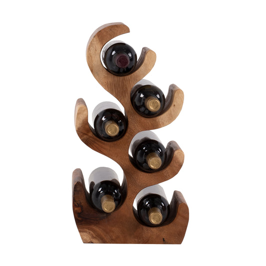 WOODEN WINE RACK 6 BOTTLES MADE OF SUAR WOOD 26x18x50