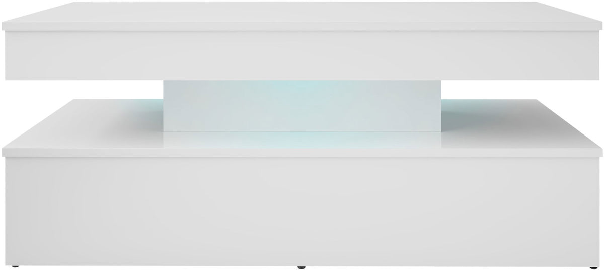 Τραπεζάκι Σαλονιού Glossa 2D με LED Λευκό-Λευκό Γυαλιστερό 120x55x49.6