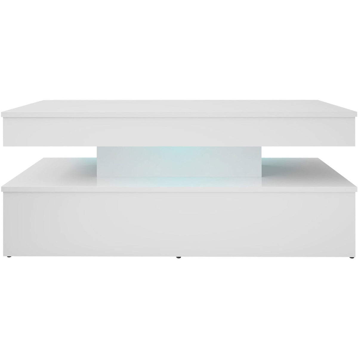 Τραπεζάκι Σαλονιού Glossa 2D με LED Λευκό-Λευκό Γυαλιστερό 120x55x49.6