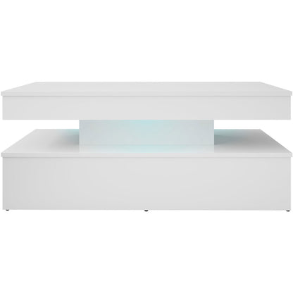 Τραπεζάκι Σαλονιού Glossa 2D με LED Λευκό-Λευκό Γυαλιστερό 120x55x49.6