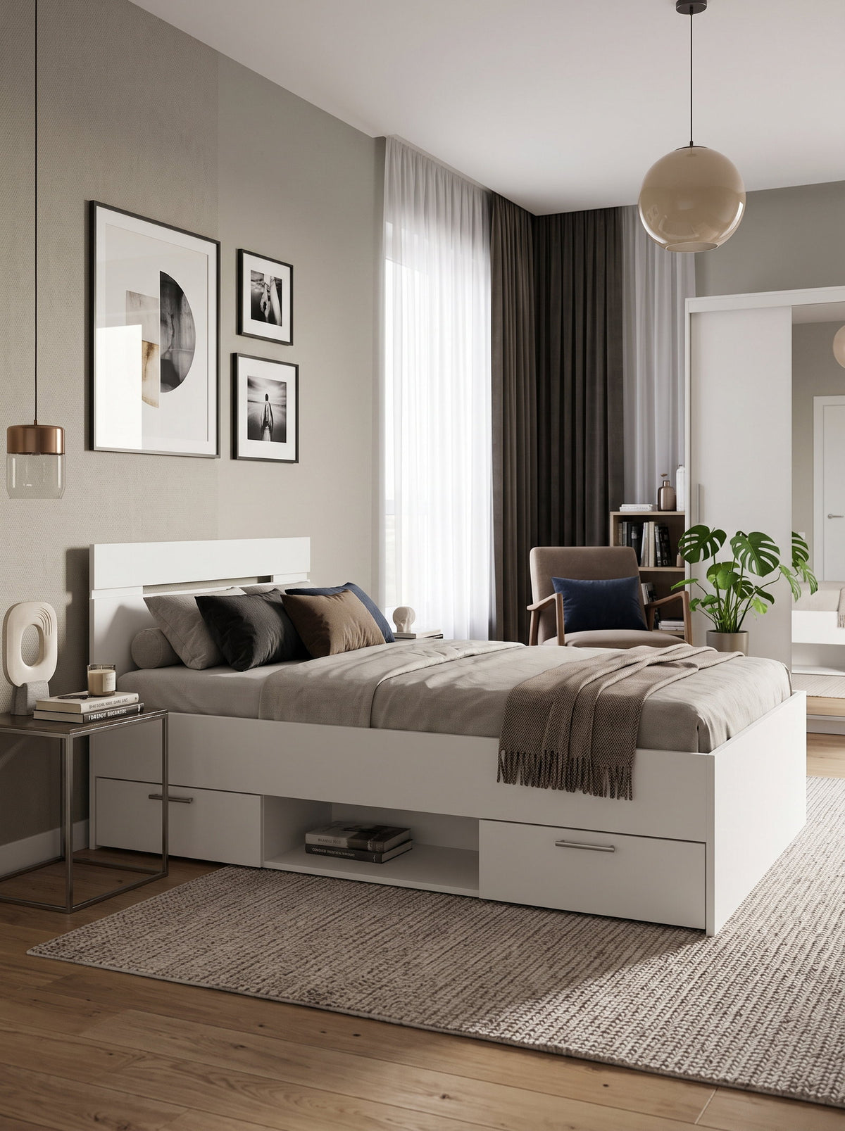 Ohio Bed White 94.5x204.3x74.2
