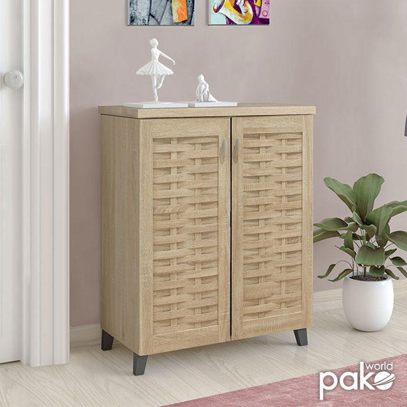 Παπουτσοθήκη 12 Ζευγών Ξύλινη Φυσική/Ανθρακί 78x40x92