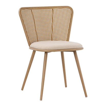 Καρέκλα Daniele Φυσικό Pe Rattan-Μπεζ Ύφασμα-Φυσικό Μέταλλο 46.5X57.5X77.5