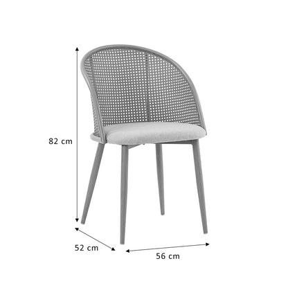 Καρέκλα Riccardo Φυσικό Pe Rattan-Μπεζ Ύφασμα-Φυσικό Μέταλλο 56X52X82