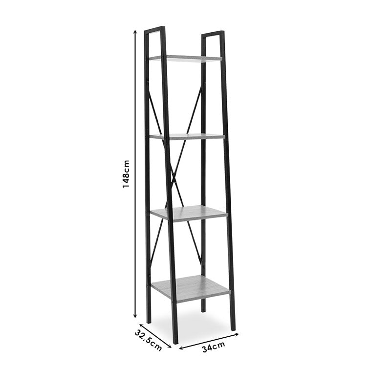 Ραφιέρα Ξύλινη/Μεταλλική Φυσική/Μαύρη 34x33x148