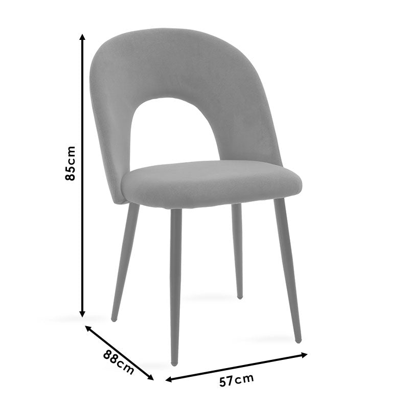 Καρέκλα Βελούδινη/Μεταλλική Γκρι/Μαύρη 55x57x85