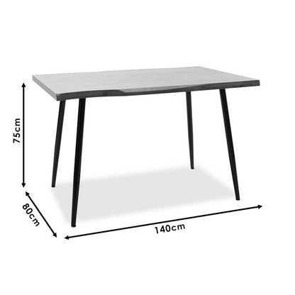 Τραπέζι Neve MDF Καρυδί-Πόδι Μεταλλικό Μαύρο 140x80x75