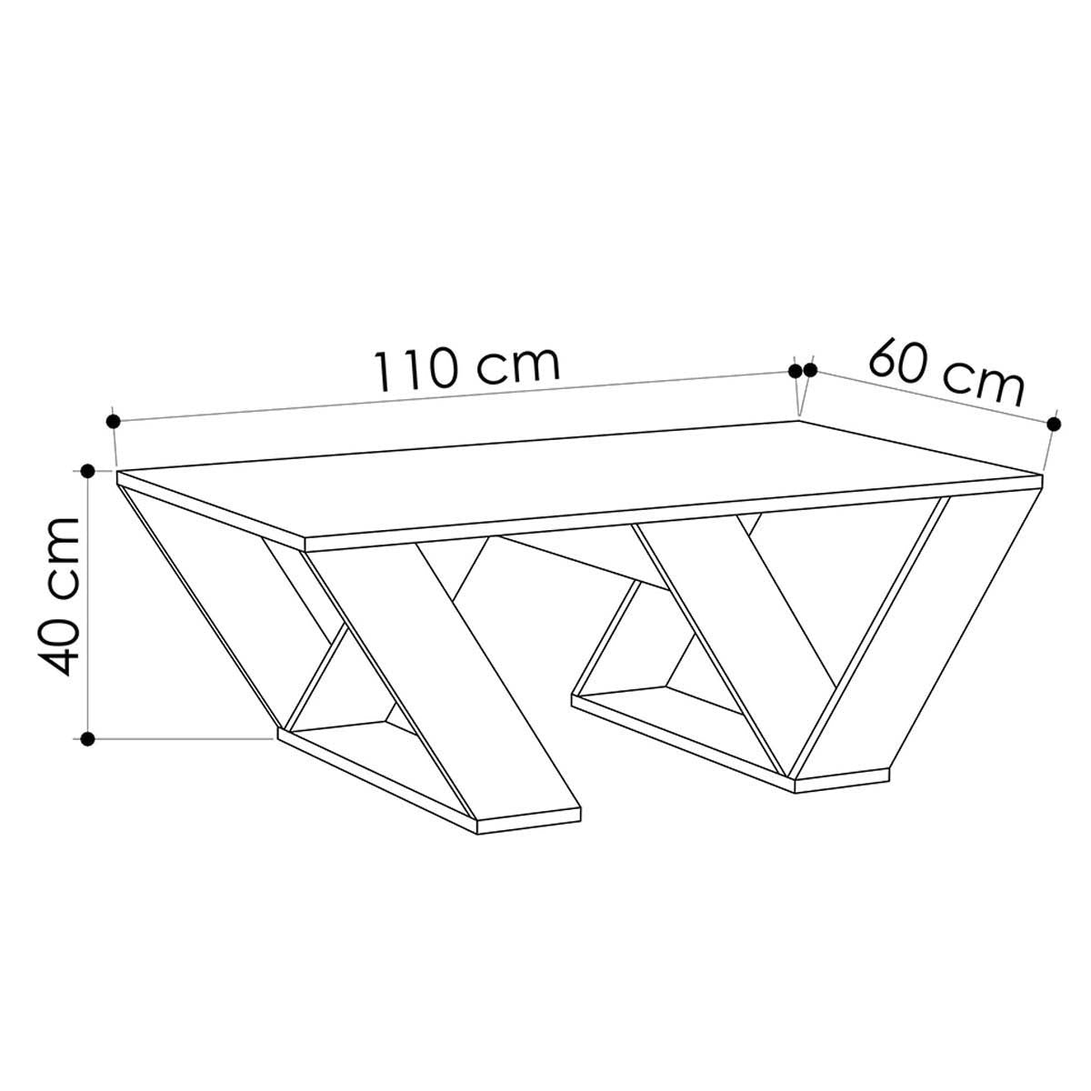 Τραπέζι Σαλονιού Ξύλινο Λευκό 110x60x40