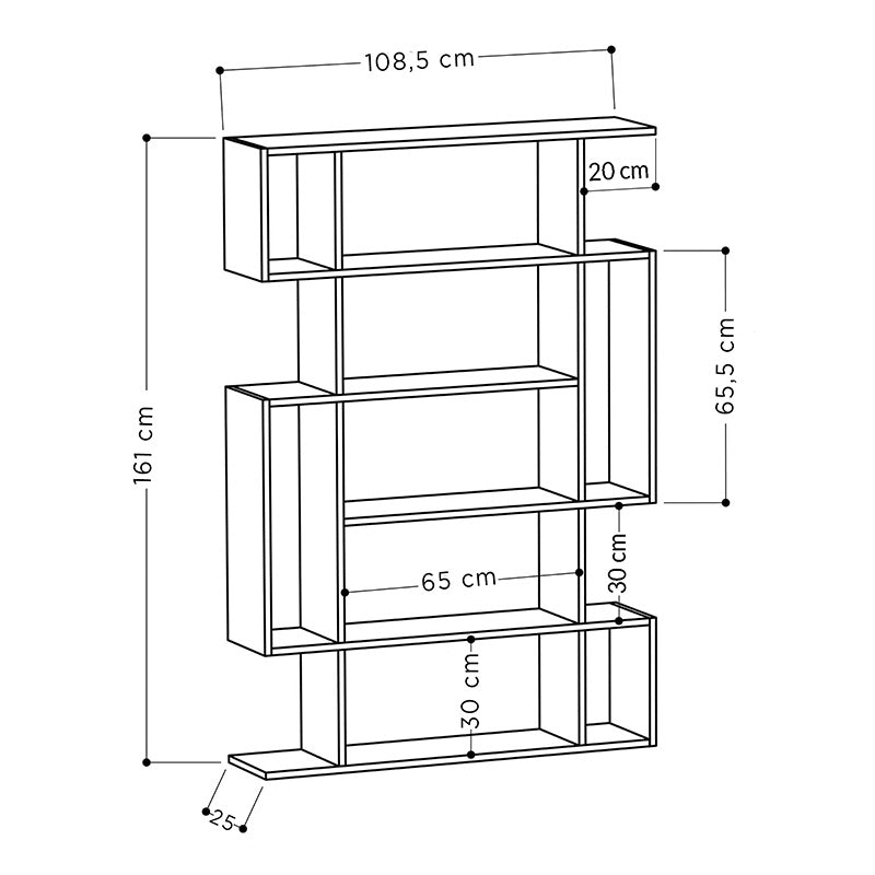 Ραφιέρα Ξύλινη Φυσική/Ανθρακί 109x26x161