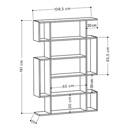 Ραφιέρα Ξύλινη Φυσική/Ανθρακί 109x26x161