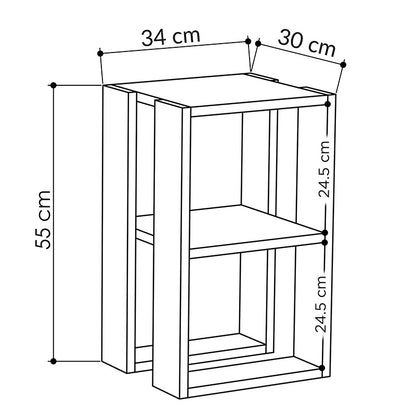 Κομοδίνο με Ράφι Ξύλινο Φυσικό 34x30x55