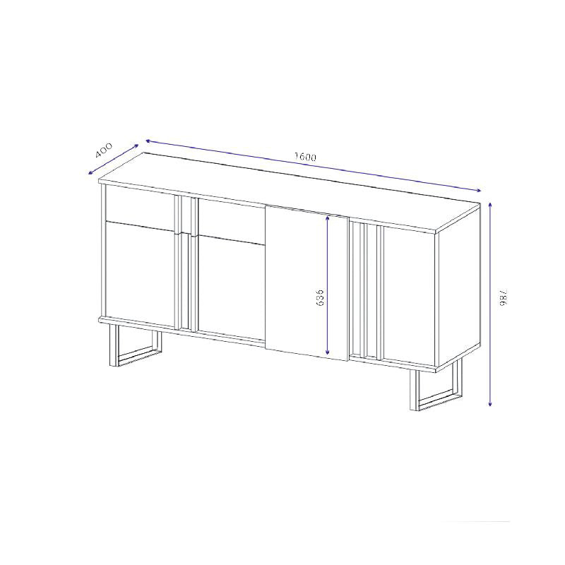 Μπουφές Ξύλινος Καφέ/Μαύρος 160x40x79