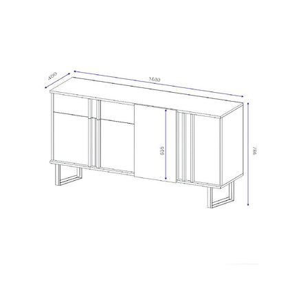 Μπουφές Ξύλινος Καφέ/Μαύρος 160x40x79