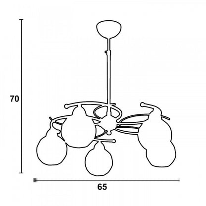 Φωτιστικό Οροφής 5φωτο Γυάλινο/Μεταλλικό Λευκό/Ασημί 65x65x70