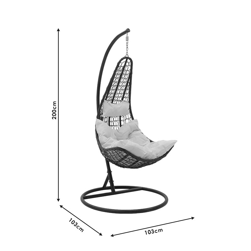 Κούνια Κήπου Soleil Κρεμαστή Μέταλλο Καφέ-PP-Μαξιλάρι Μπεζ 103x83x200