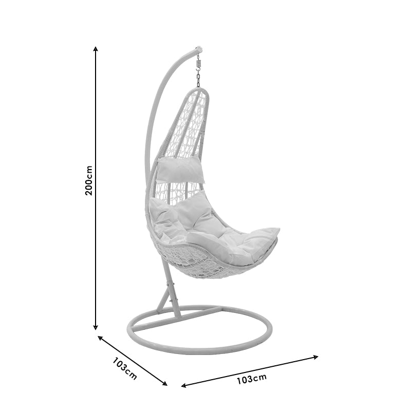 Κούνια Κήπου Soleil Κρεμαστή Μέταλλο-PP-Μαξιλάρι Λευκό 103x83x200