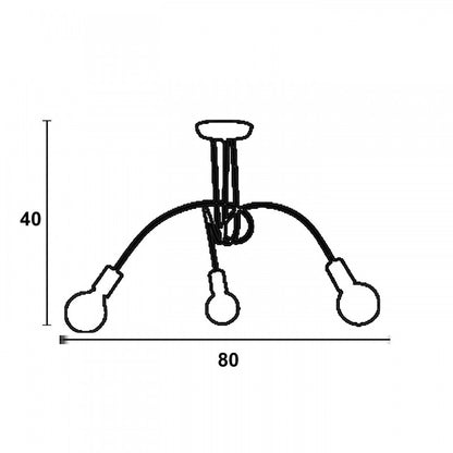 Φωτιστικό Οροφής 3φωτο Μεταλλικό Μαύρο 80x80x40