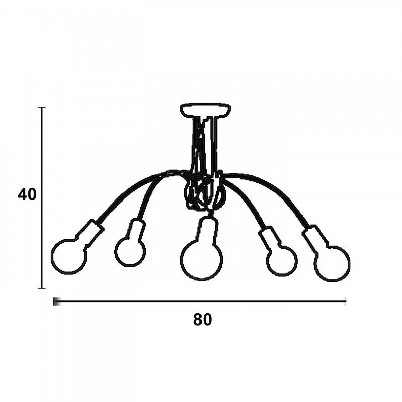Φωτιστικό Οροφής 5φωτο Μεταλλικό Μαύρο 80x80x40
